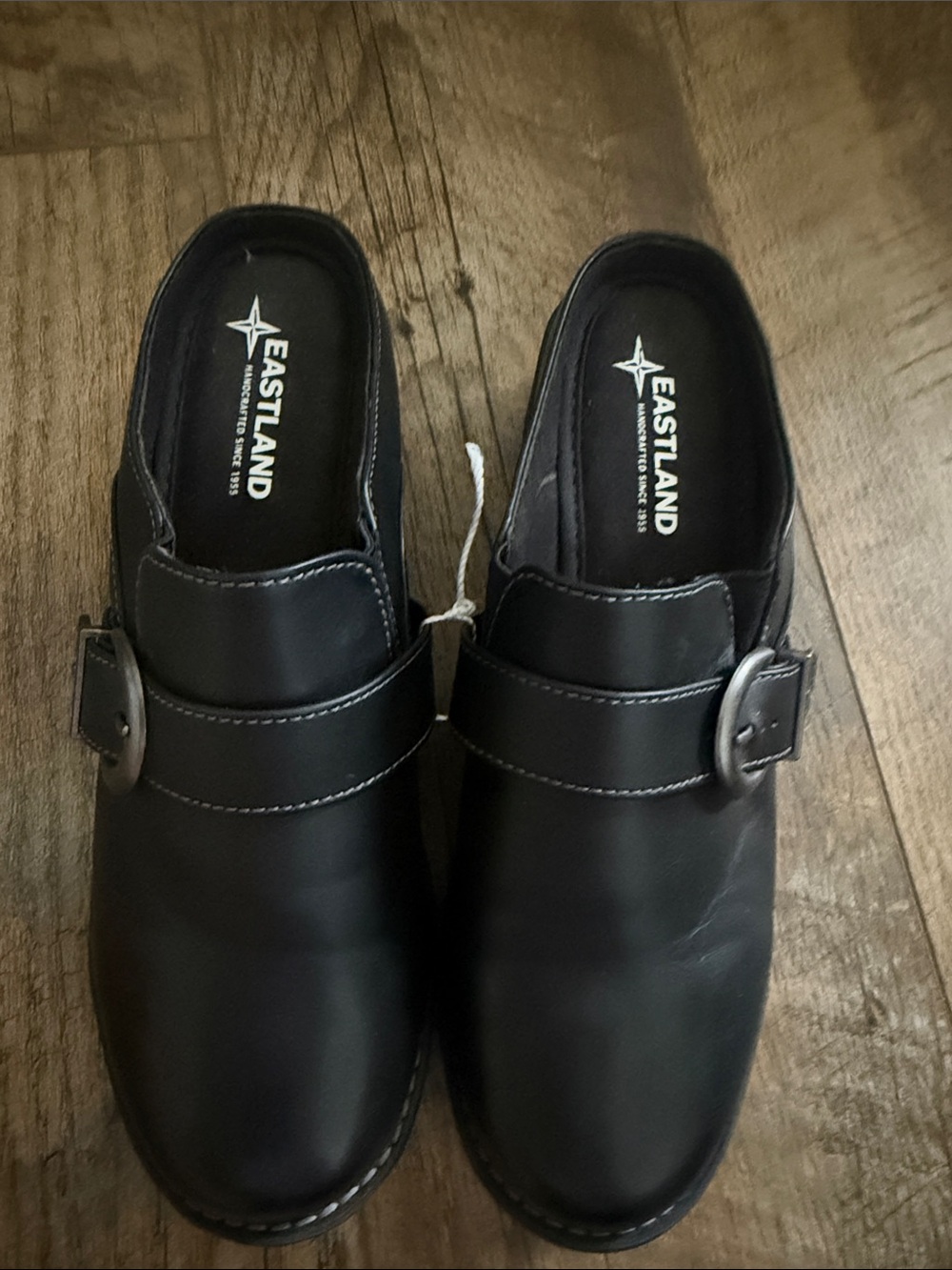 Eastland Black Leather Slip-On Clog with Buckle 8.5W
